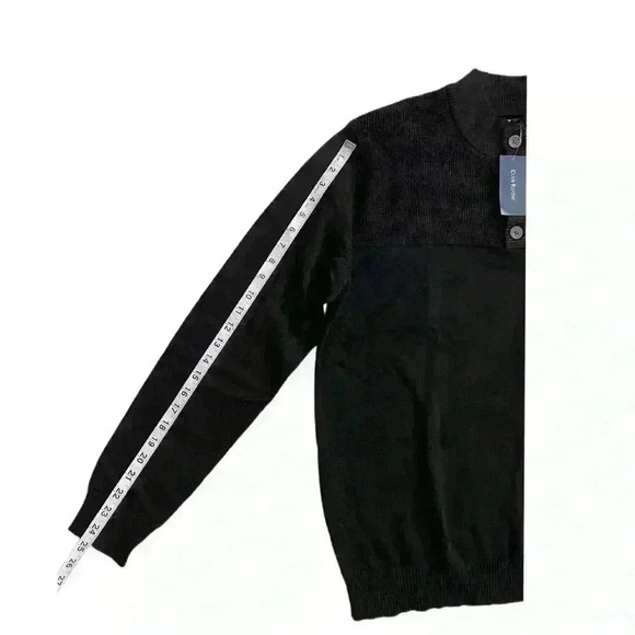 Club Room Mens Button Mock Neck Sweater Size L Deep Black - Picture 4 of 10